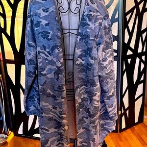 Camouflage Steel blue and gray long sweat jacket